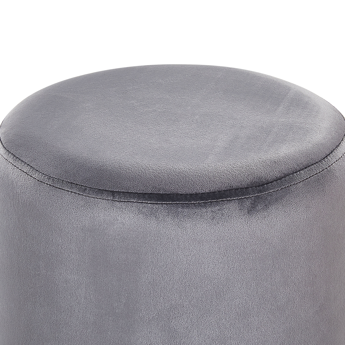 Velvet Pouffe Grey With Silver Band