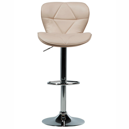 Living Set of 2 Beige Faux Leather Swivel Adjustable Bar Stools