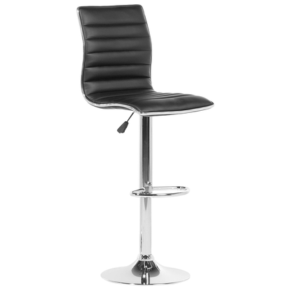 Elara Home Bar Chair Set Of 2 Black Faux Leather Seats With Silver Chrome Frames Counter Height Swivel Adjustable
