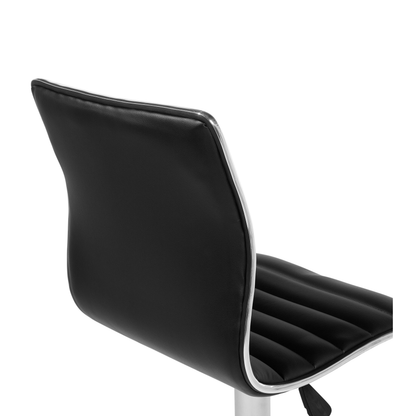 Elara Home Bar Chair Set Of 2 Black Faux Leather Seats With Silver Chrome Frames Counter Height Swivel Adjustable