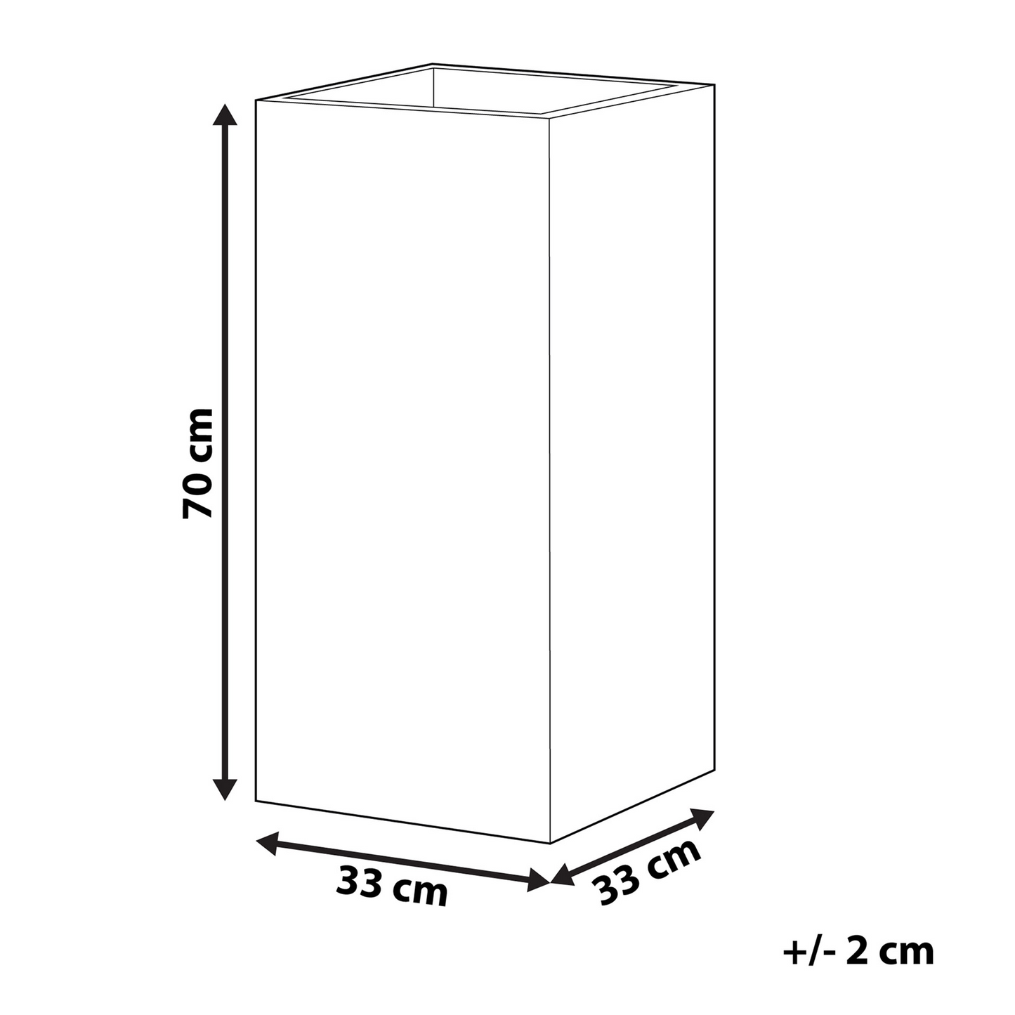 Dark Grey Fibre Clay Tall Square Plant Pot