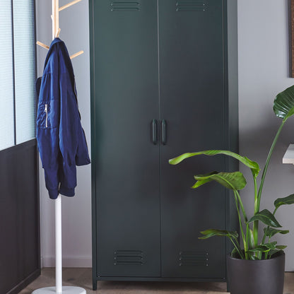 Storage Cabinet Industrial Grey Steel 2 Doors 4 Shelves