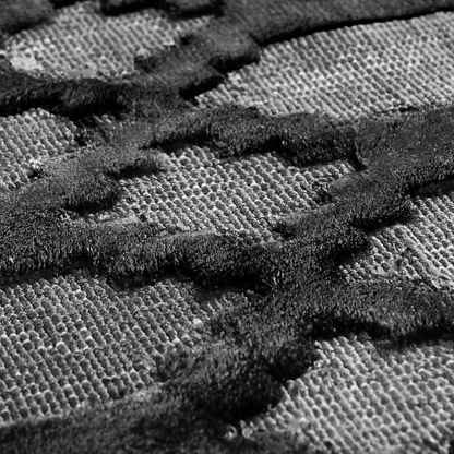 Grey Geometric Hand Woven Viscose Rug 140 x 200