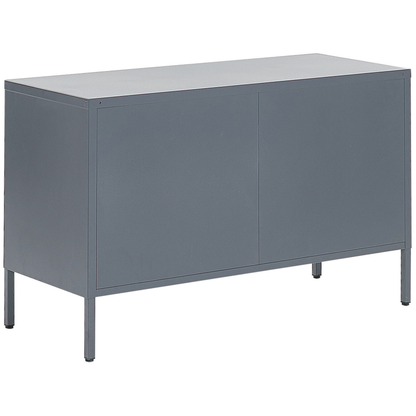 2 Door Grey Steel Sideboard With Shelves
