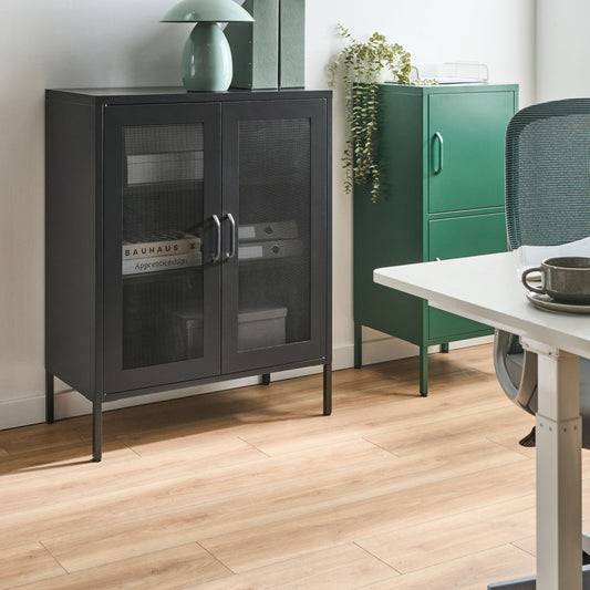 Acme Black Metal Office Cabinet 2 Door Locking With Keys