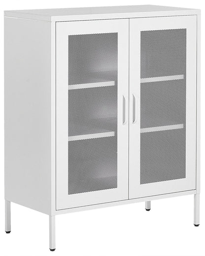 Industrial 2 Door White Steel Sideboard For Home Office