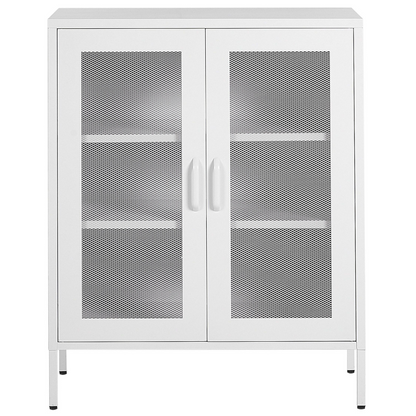 Industrial 2 Door White Steel Sideboard For Home Office