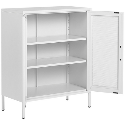 Industrial 2 Door White Steel Sideboard For Home Office