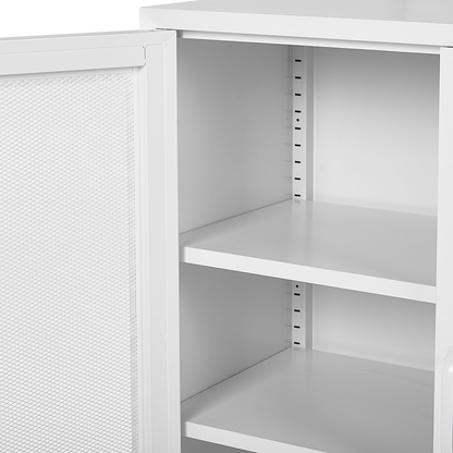 Industrial 2 Door White Steel Sideboard For Home Office