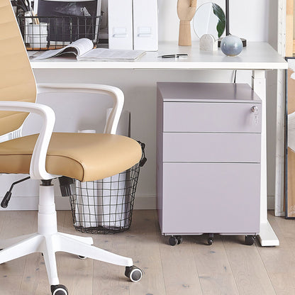 Office Storage Unit Grey Steel Castors 3 Drawers Key Locked Industrial Design