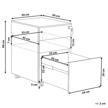 Office Storage Unit Grey Steel Castors 3 Drawers Key Locked Industrial Design