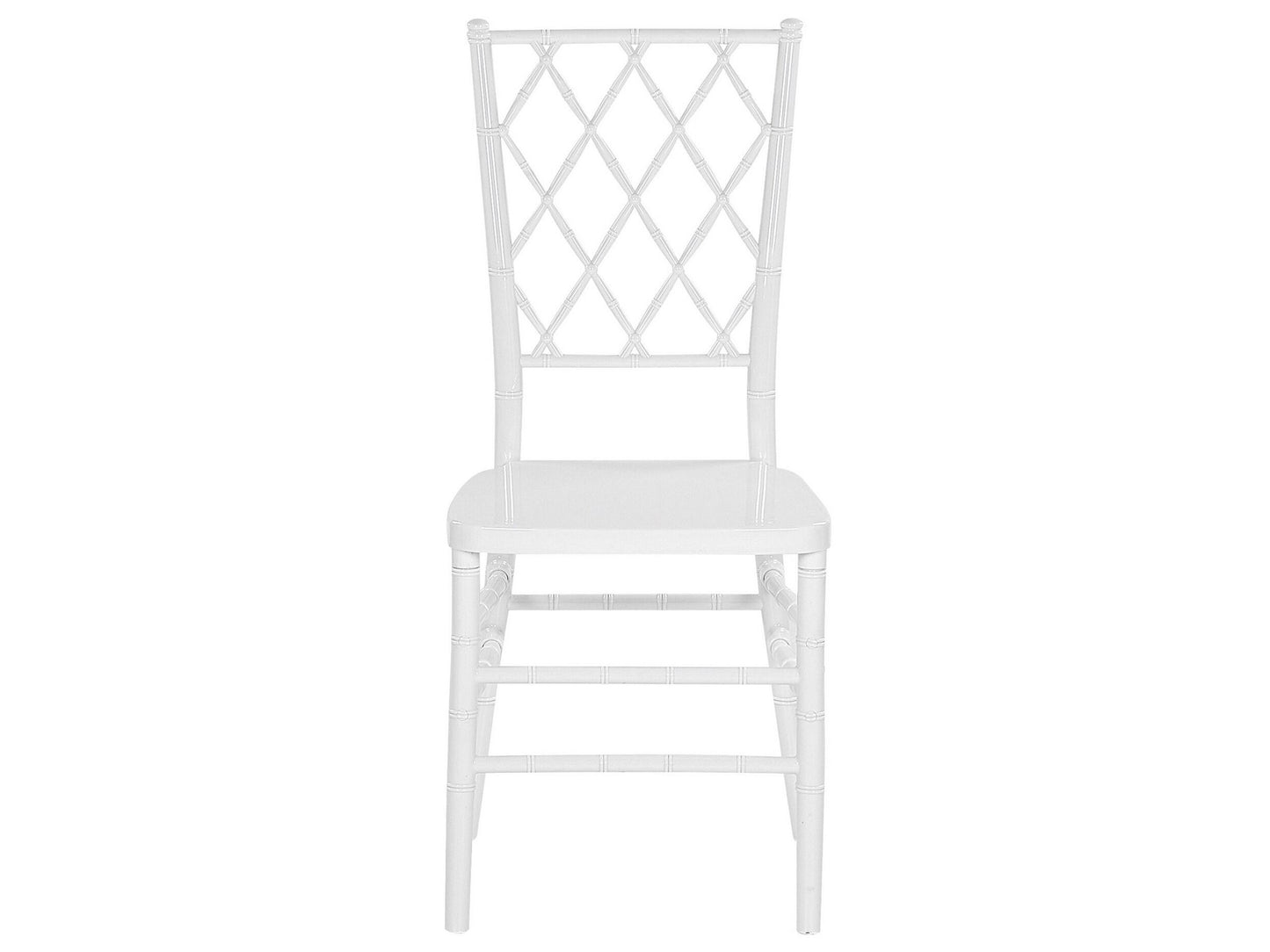 Set Of 2 White Synthetic Dining Chairs With Slatted Back Armless Vintage Modern Design