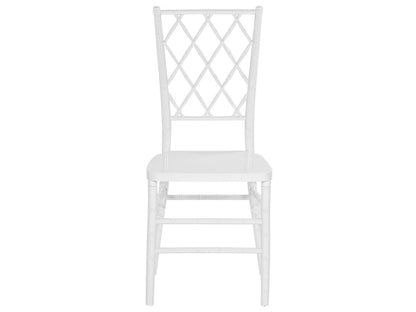 Set Of 2 White Synthetic Dining Chairs With Slatted Back Armless Vintage Modern Design