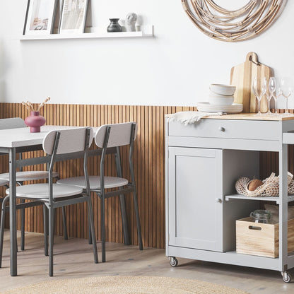 CountryLane Kitchen Trolley Grey 75x43x87 cm MDF Rubberwood Castors