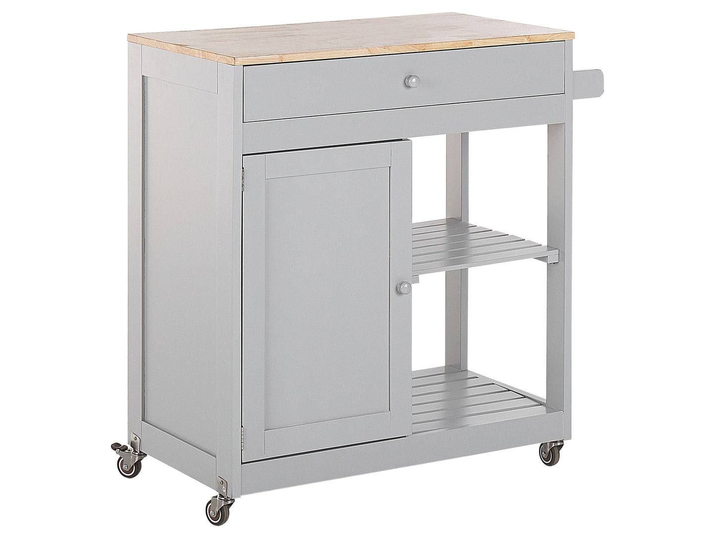 CountryLane Kitchen Trolley Grey 75x43x87 cm MDF Rubberwood Castors