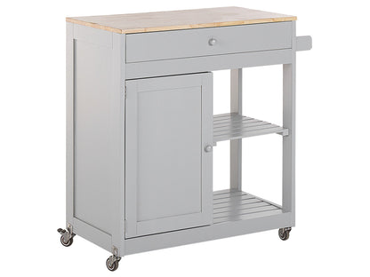 CountryLane Kitchen Trolley Grey 75x43x87 cm MDF Rubberwood Castors