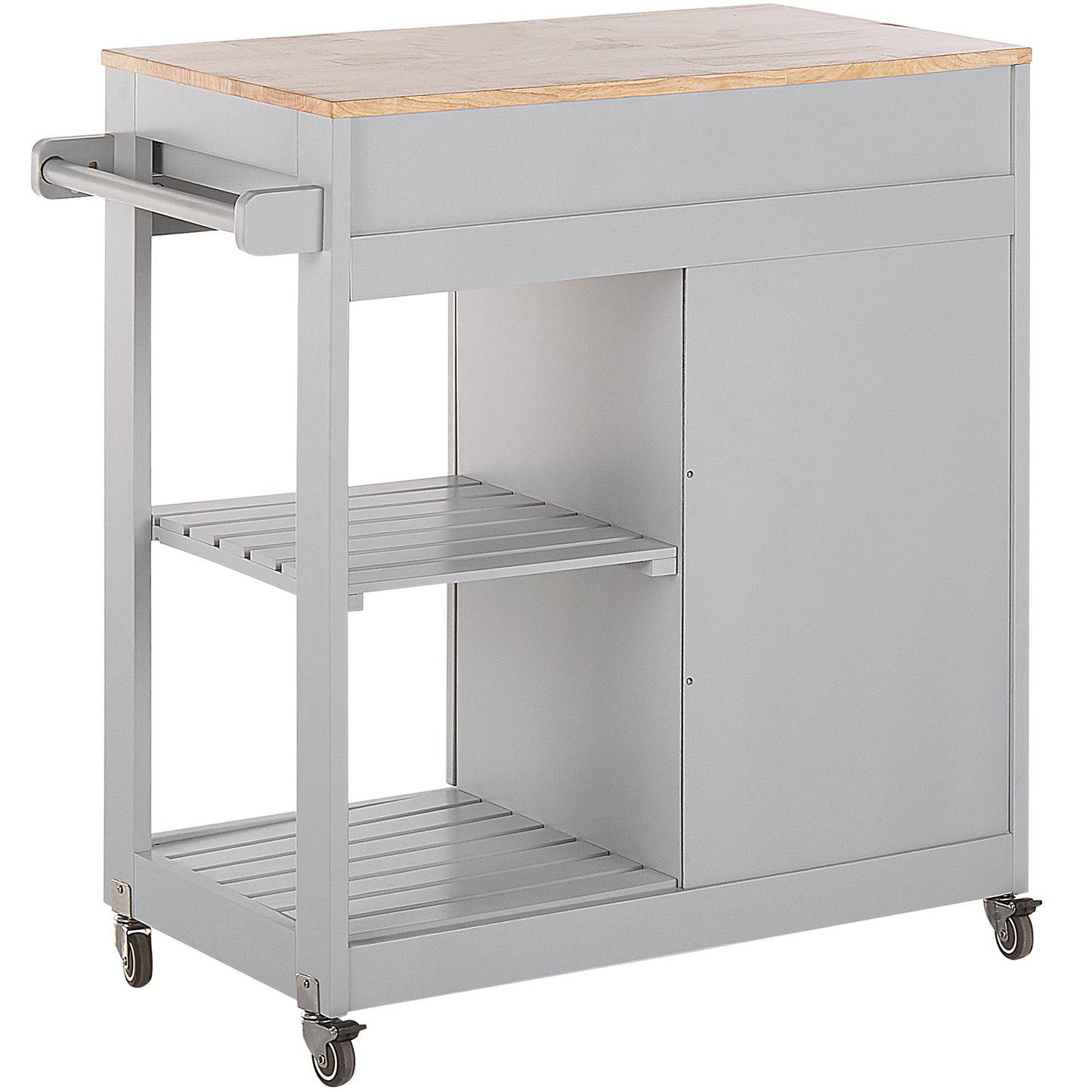 CountryLane Kitchen Trolley Grey 75x43x87 cm MDF Rubberwood Castors