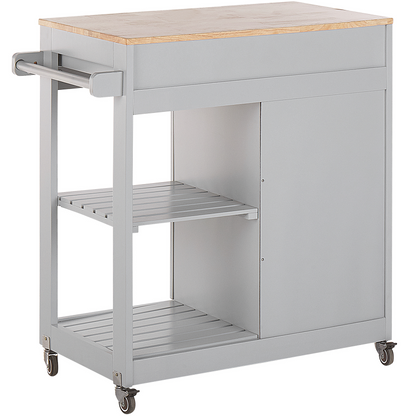 CountryLane Kitchen Trolley Grey 75x43x87 cm MDF Rubberwood Castors