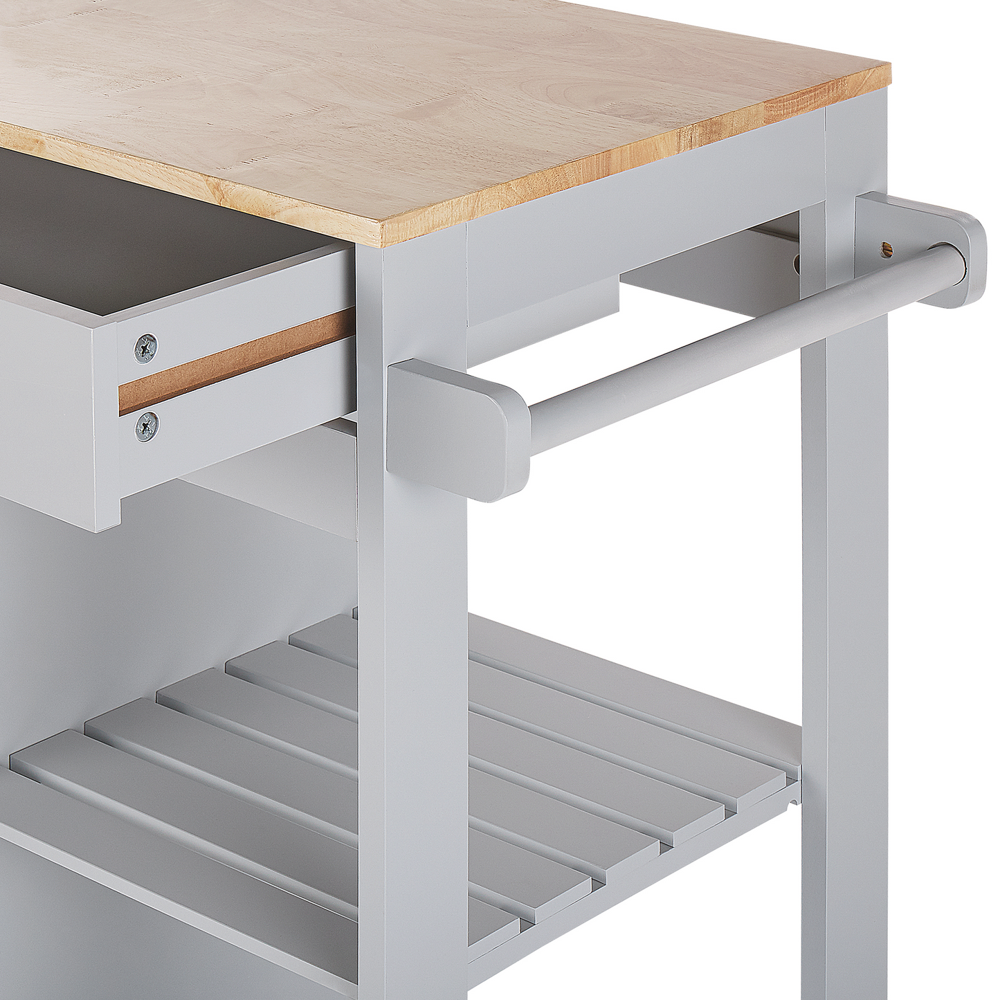 CountryLane Kitchen Trolley Grey 75x43x87 cm MDF Rubberwood Castors