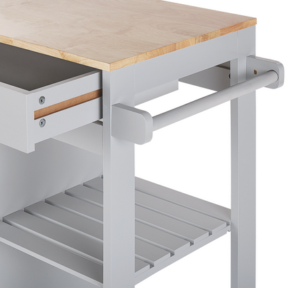 CountryLane Kitchen Trolley Grey 75x43x87 cm MDF Rubberwood Castors