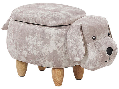 Beige Kids Animal Stool With Storage Footstool Wooden Legs