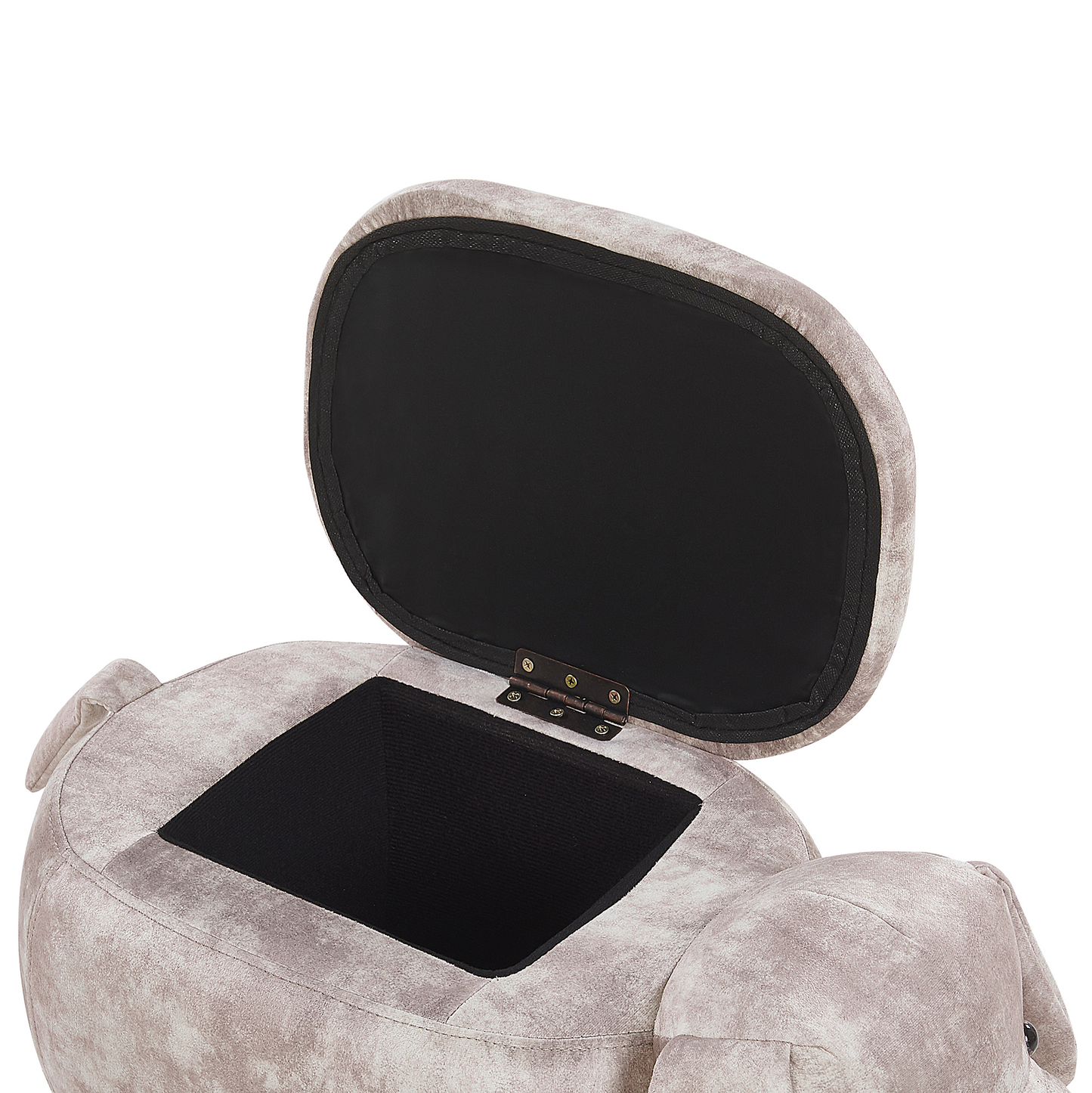 Beige Kids Animal Stool With Storage Footstool Wooden Legs