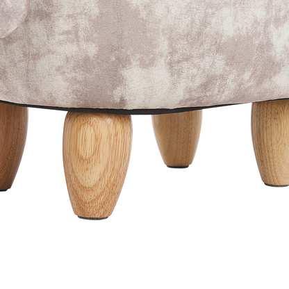 Beige Kids Animal Stool With Storage Footstool Wooden Legs