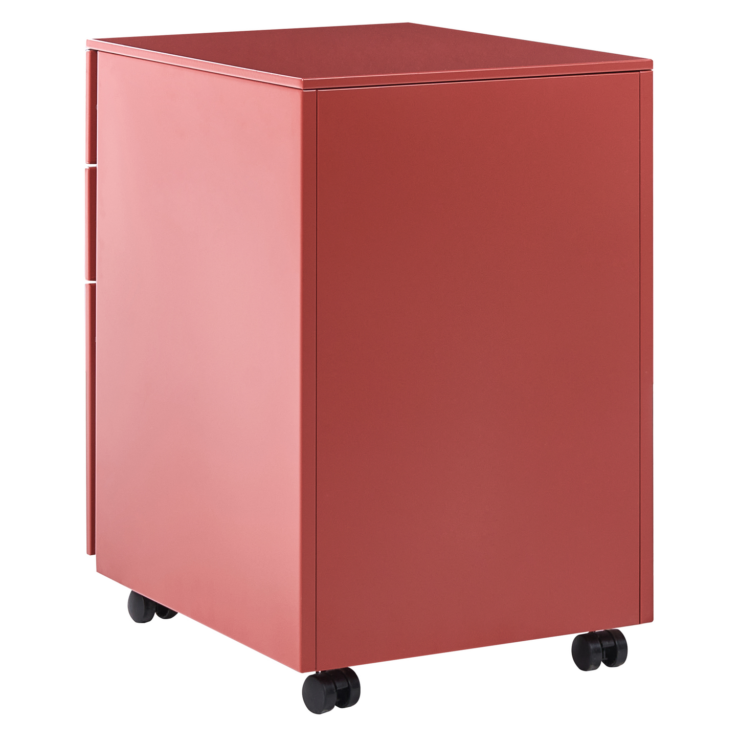 Red Metal Storage Cabinet With 3 Drawers Key Lock Castors