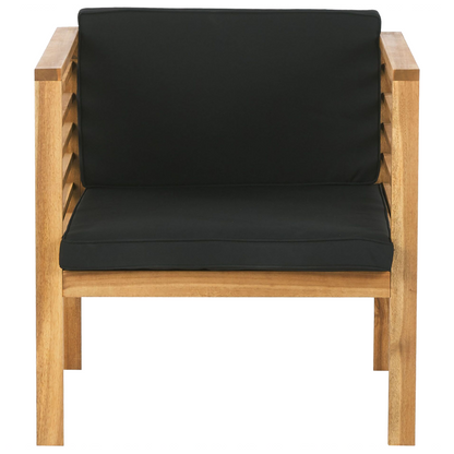Garden Conversation Set Acacia Wood Black Cushions 4 Seater