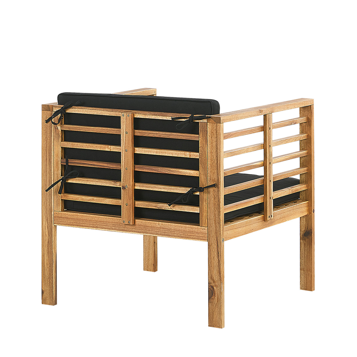 Garden Conversation Set Acacia Wood Black Cushions 4 Seater