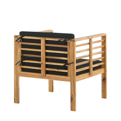 Garden Conversation Set Acacia Wood Black Cushions 4 Seater