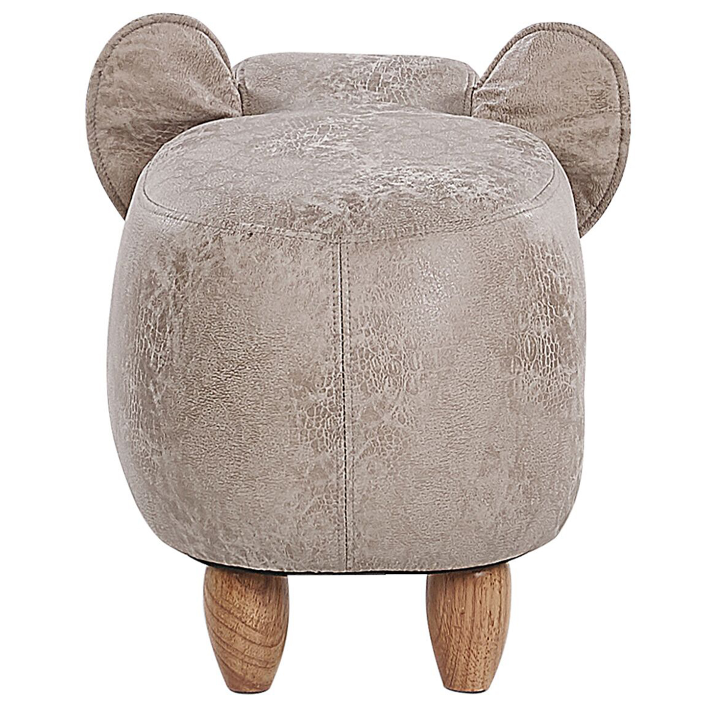 Elephant Footstool With Storage Grey Leather-Like Fabric