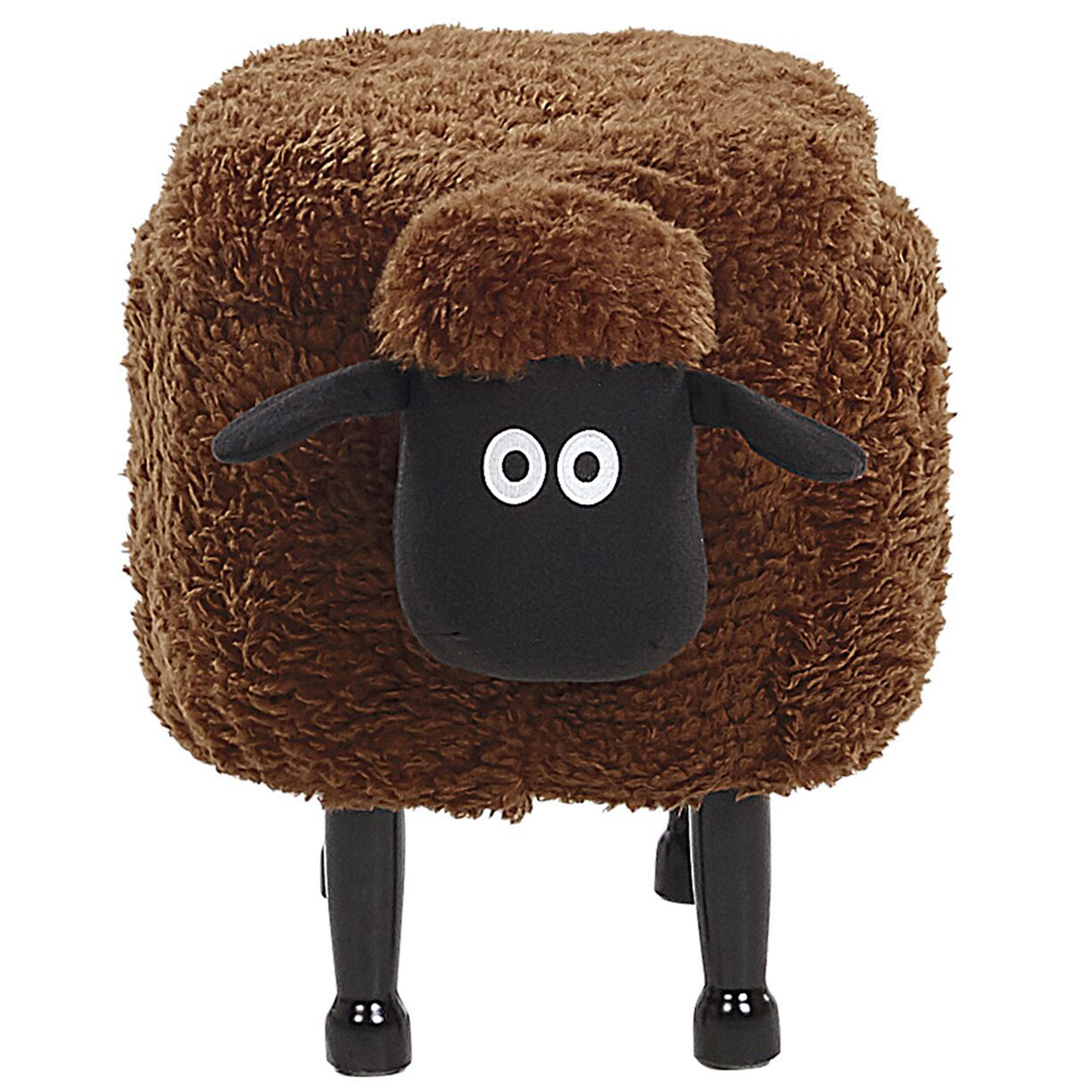 Kids Animal Stool Brown Faux Fur Footstool with Wood Legs