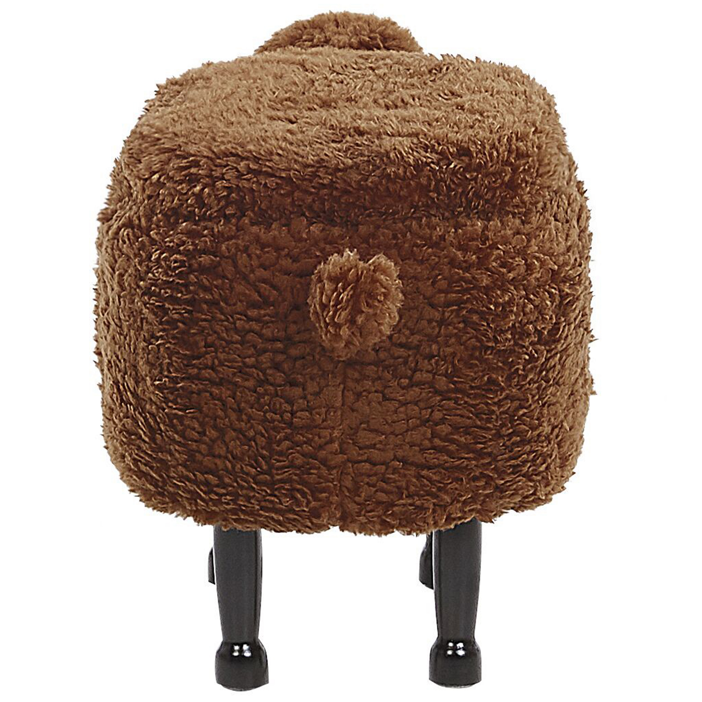 Kids Animal Stool Brown Faux Fur Footstool with Wood Legs