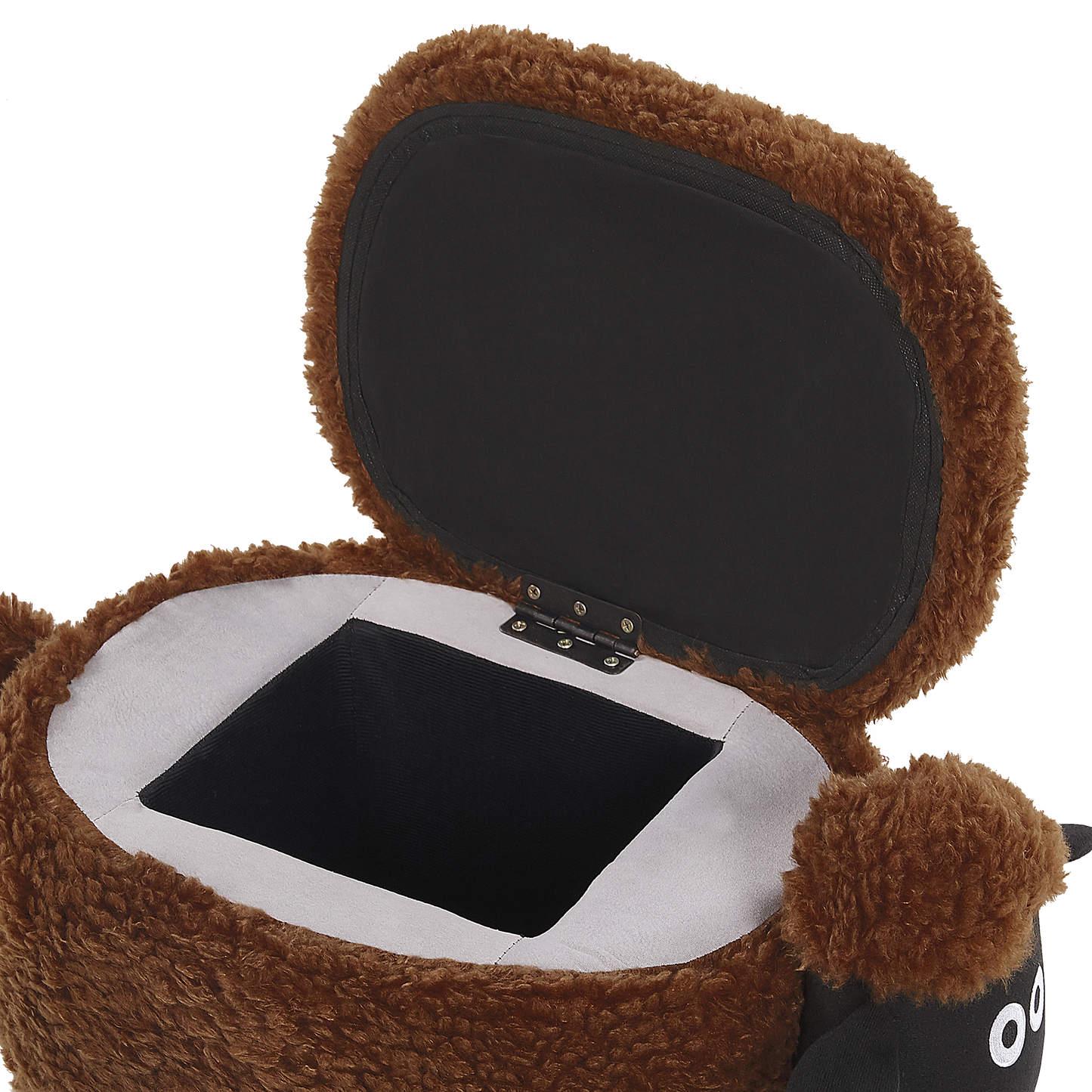 Kids Animal Stool Brown Faux Fur Footstool with Wood Legs
