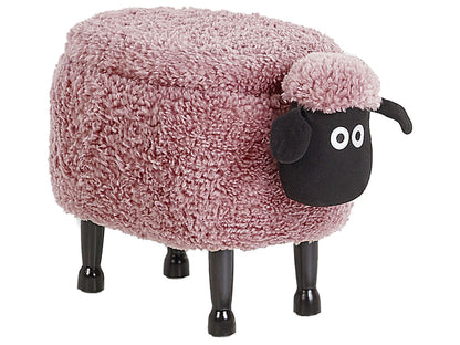 Pink Sheep Faux Fur Footstool With Storage Black Legs