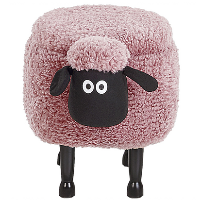 Pink Sheep Faux Fur Footstool With Storage Black Legs