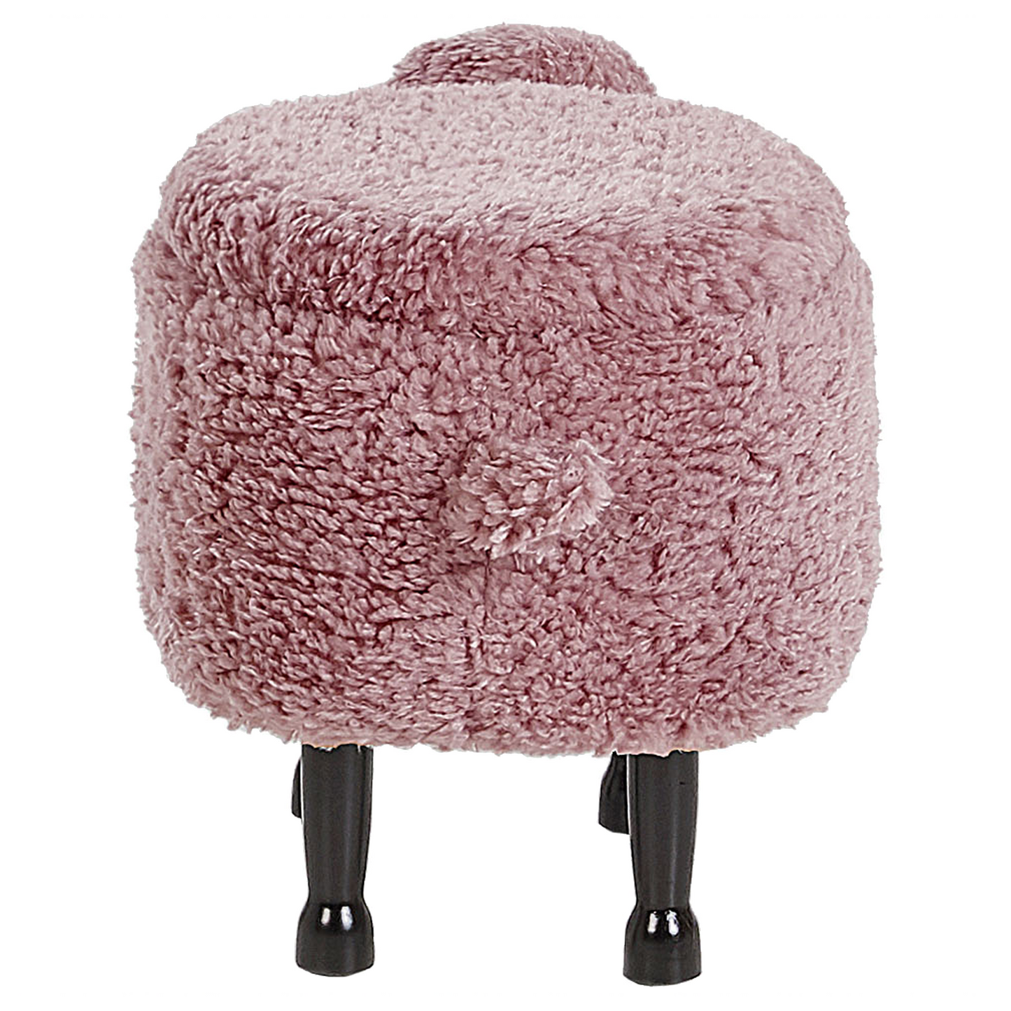 Pink Sheep Faux Fur Footstool With Storage Black Legs