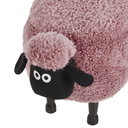 Pink Sheep Faux Fur Footstool With Storage Black Legs