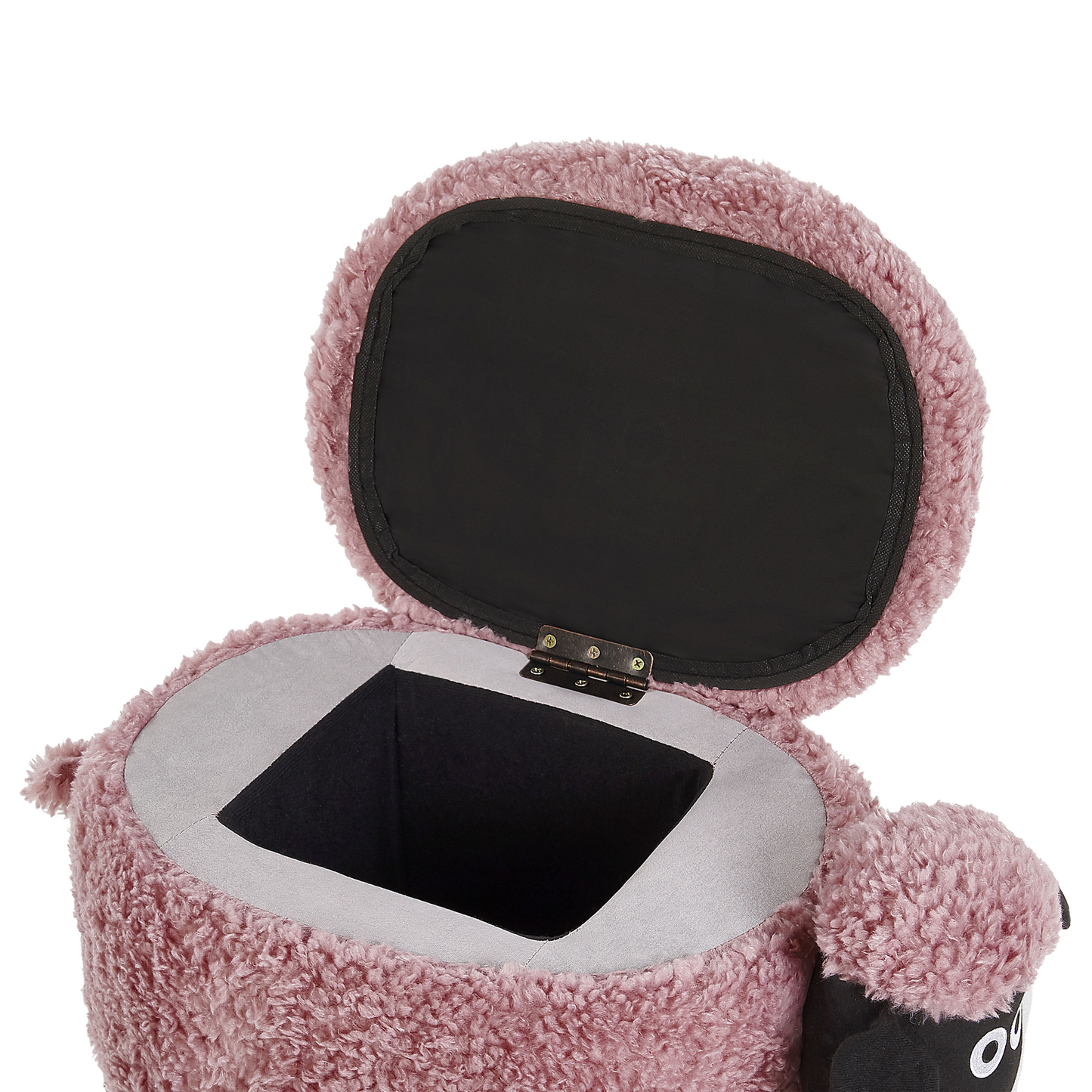 Pink Sheep Faux Fur Footstool With Storage Black Legs