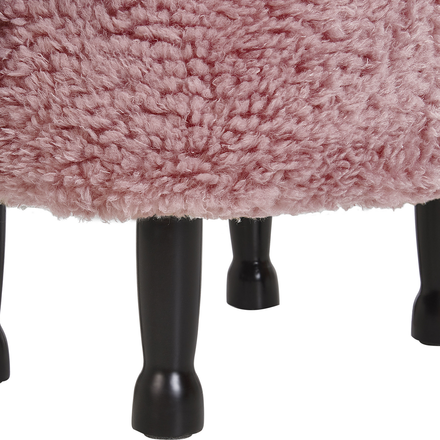 Pink Sheep Faux Fur Footstool With Storage Black Legs