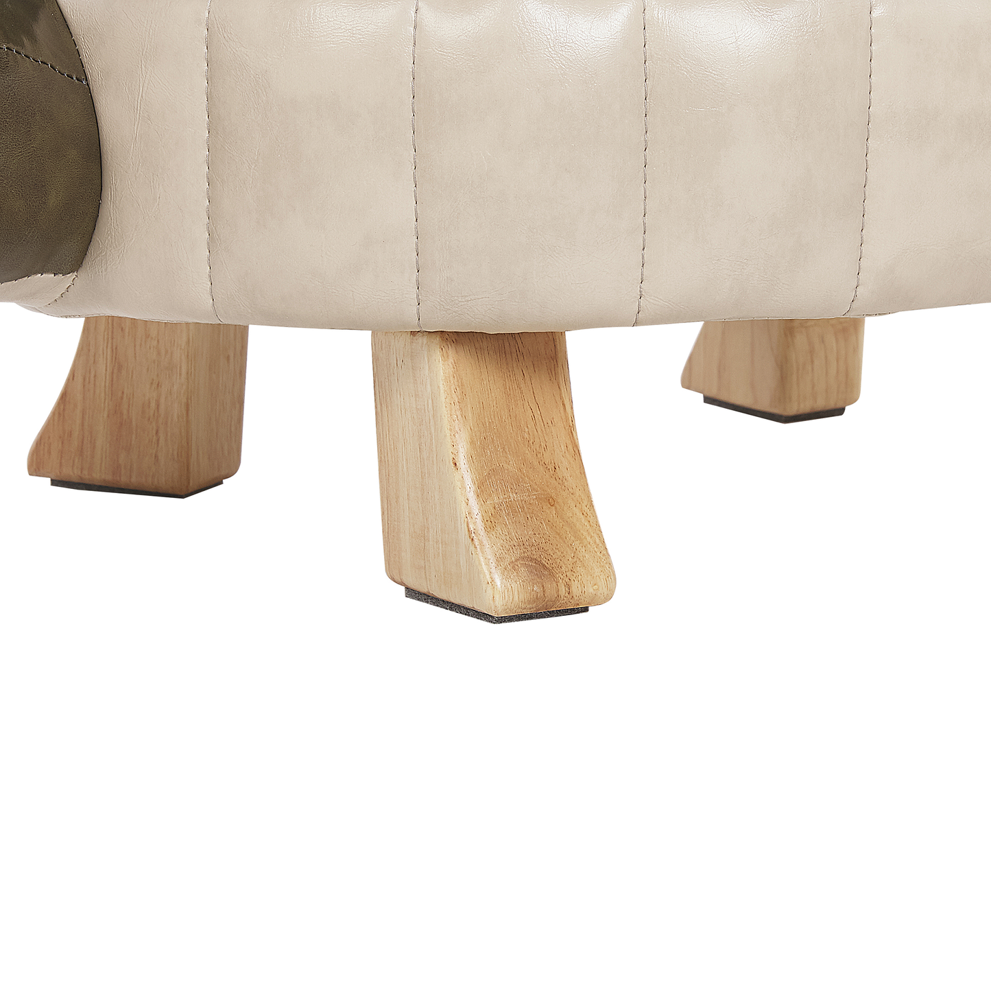 Turtle Stool Green Faux Leather Footstool Wood Legs