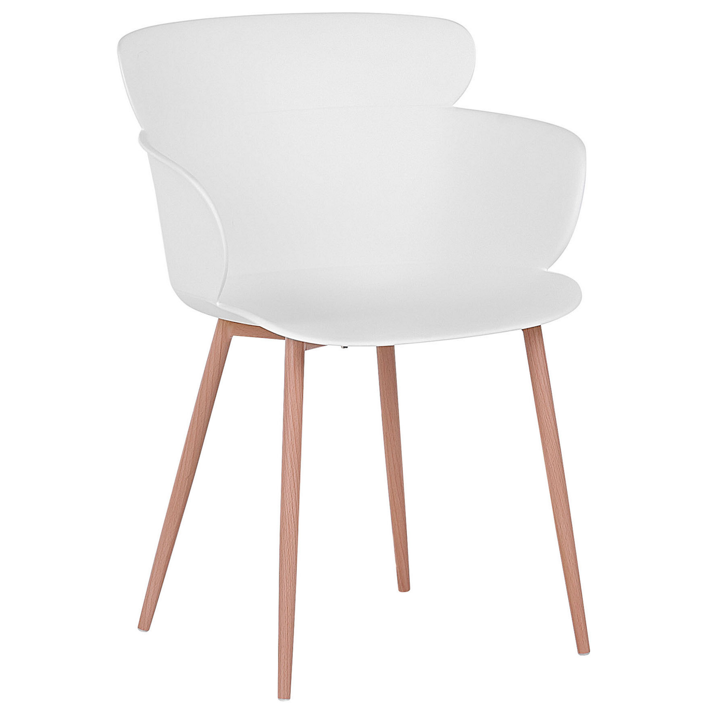 Set Of 2 White Dining Chairs Ergonomic Back Metal Legs