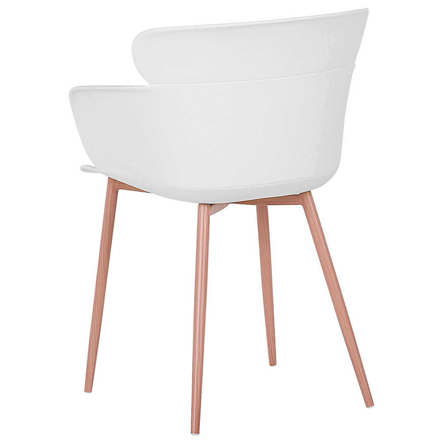 Set Of 2 White Dining Chairs Ergonomic Back Metal Legs