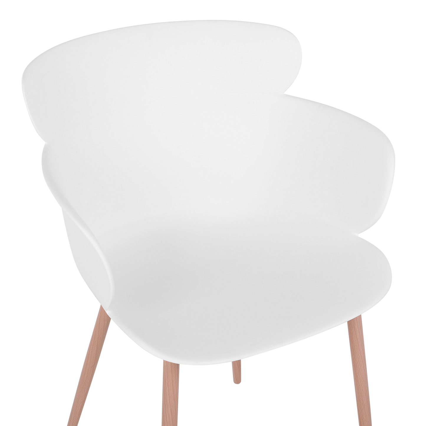 Set Of 2 White Dining Chairs Ergonomic Back Metal Legs