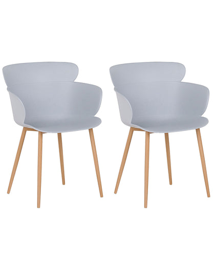 Grey Dining Chairs Set of 2 With Ergonomic Back and Metal Legs