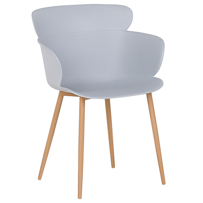 Grey Dining Chairs Set of 2 With Ergonomic Back and Metal Legs