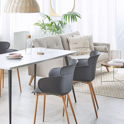 Black Dining Chairs Set Of 2 With Ergonomic Back And Metal Legs