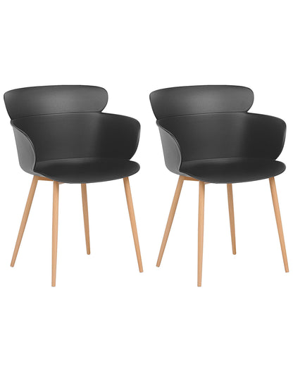 Black Dining Chairs Set Of 2 With Ergonomic Back And Metal Legs