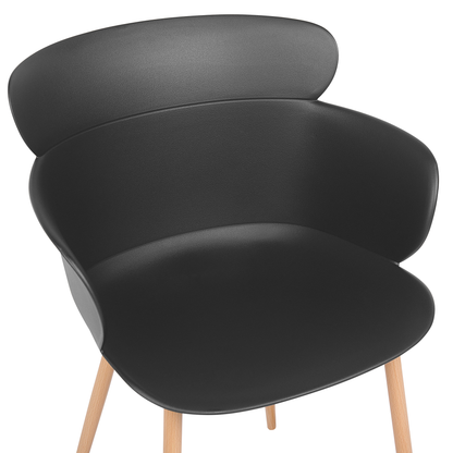 Black Dining Chairs Set Of 2 With Ergonomic Back And Metal Legs